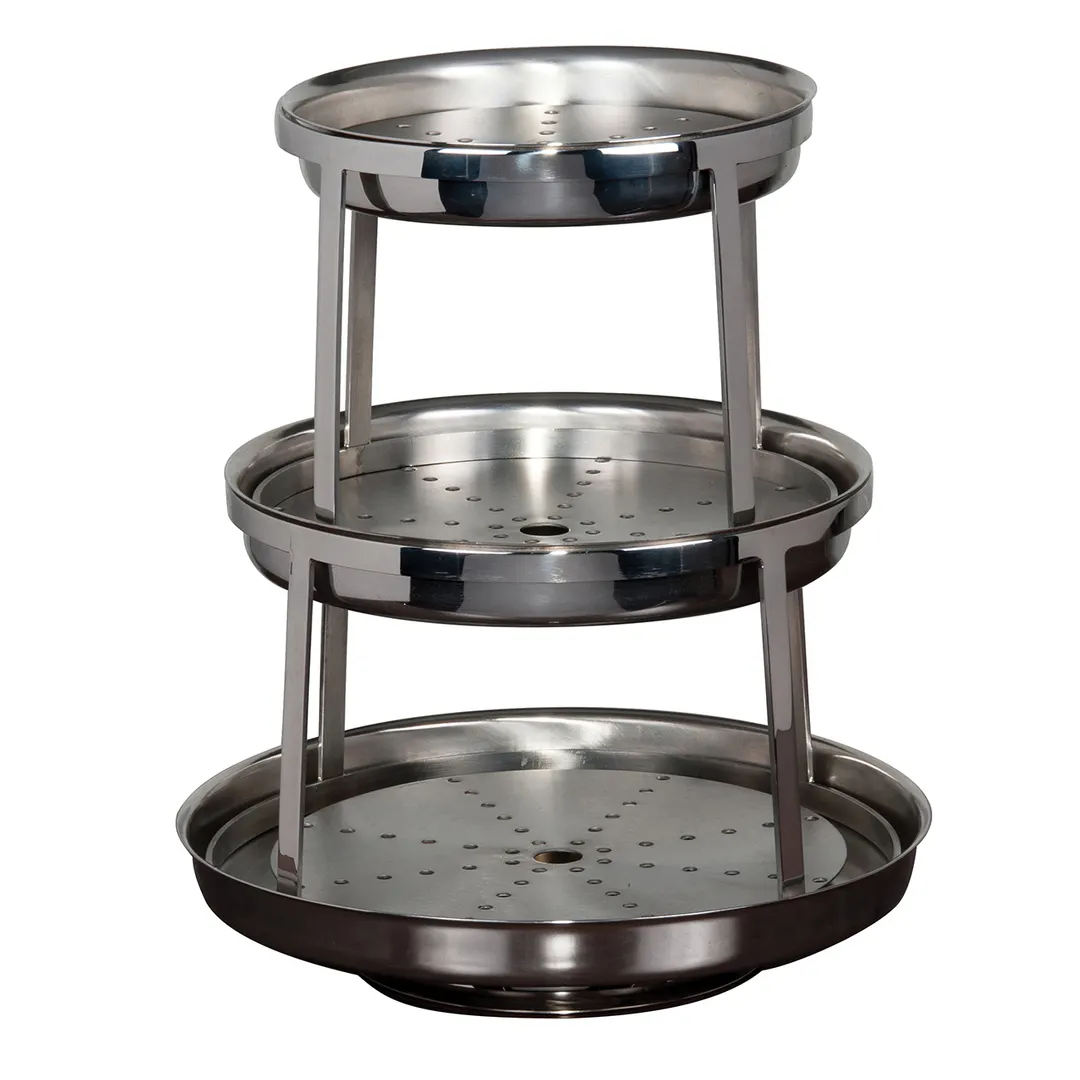 Steelite 5850JX00 - 3-Tier Round Seafood Stand, 15.5" Diameter, Stainless Steel Base, Williamsburg