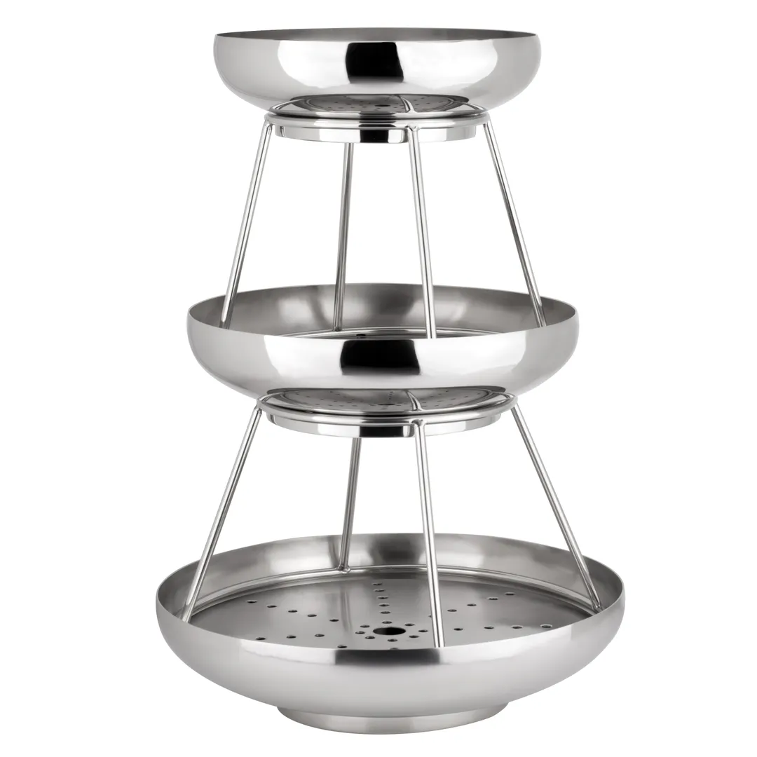 Steelite 5850JX61 3-Tier Seafood Stand, 11.625" x 17.0" , 17"-20" H, Silver Stainless 18/10 Metal