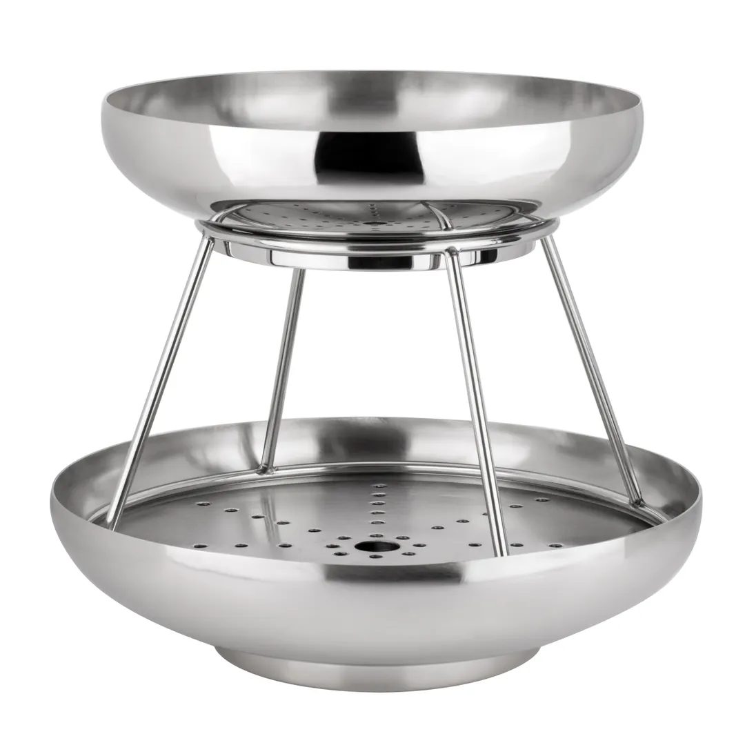 Steelite 5850JX62 - 2‑Tier Round Seafood Stand, 11.625" x 10.0" Silver Stainless Steel, Design