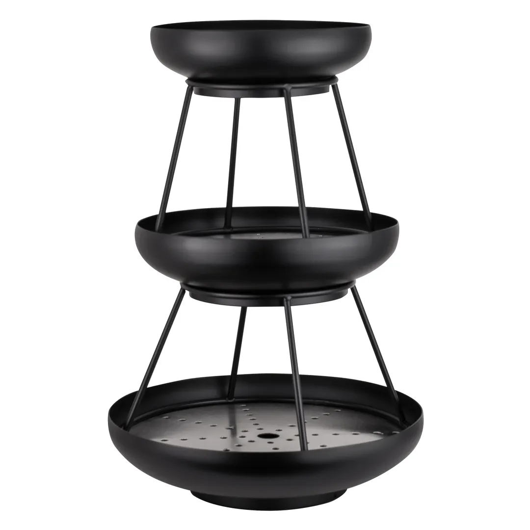 Steelite 5856JX61 3‑Tier Seafood Stand, 11.625" x 17" Black Metal, 18/10, Height 17‑20", USA Made