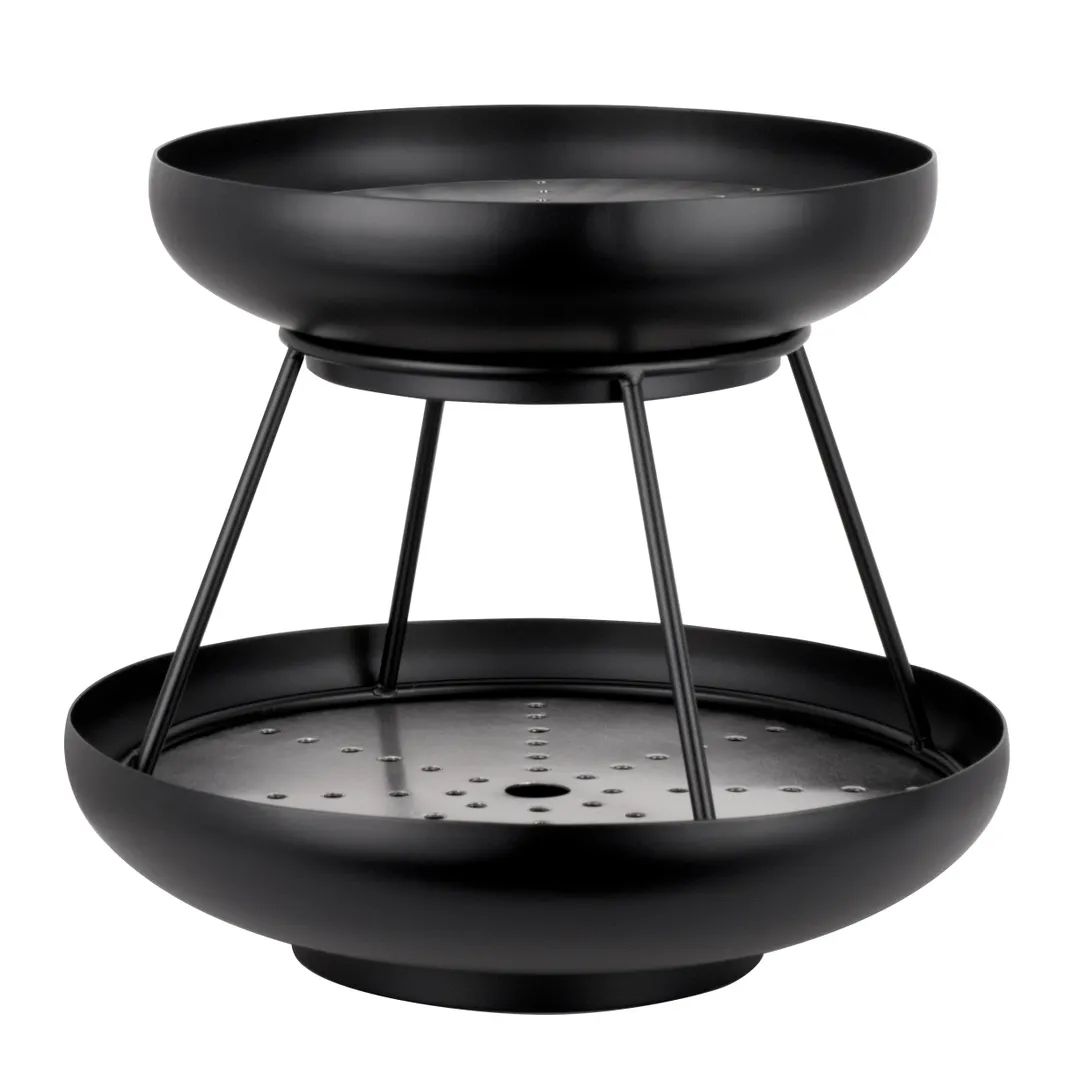 Steelite 5856JX62 2‑Tier Round Seafood Stand, 11.625" x 10.0" Black 18/10 Stainless, Made In USA