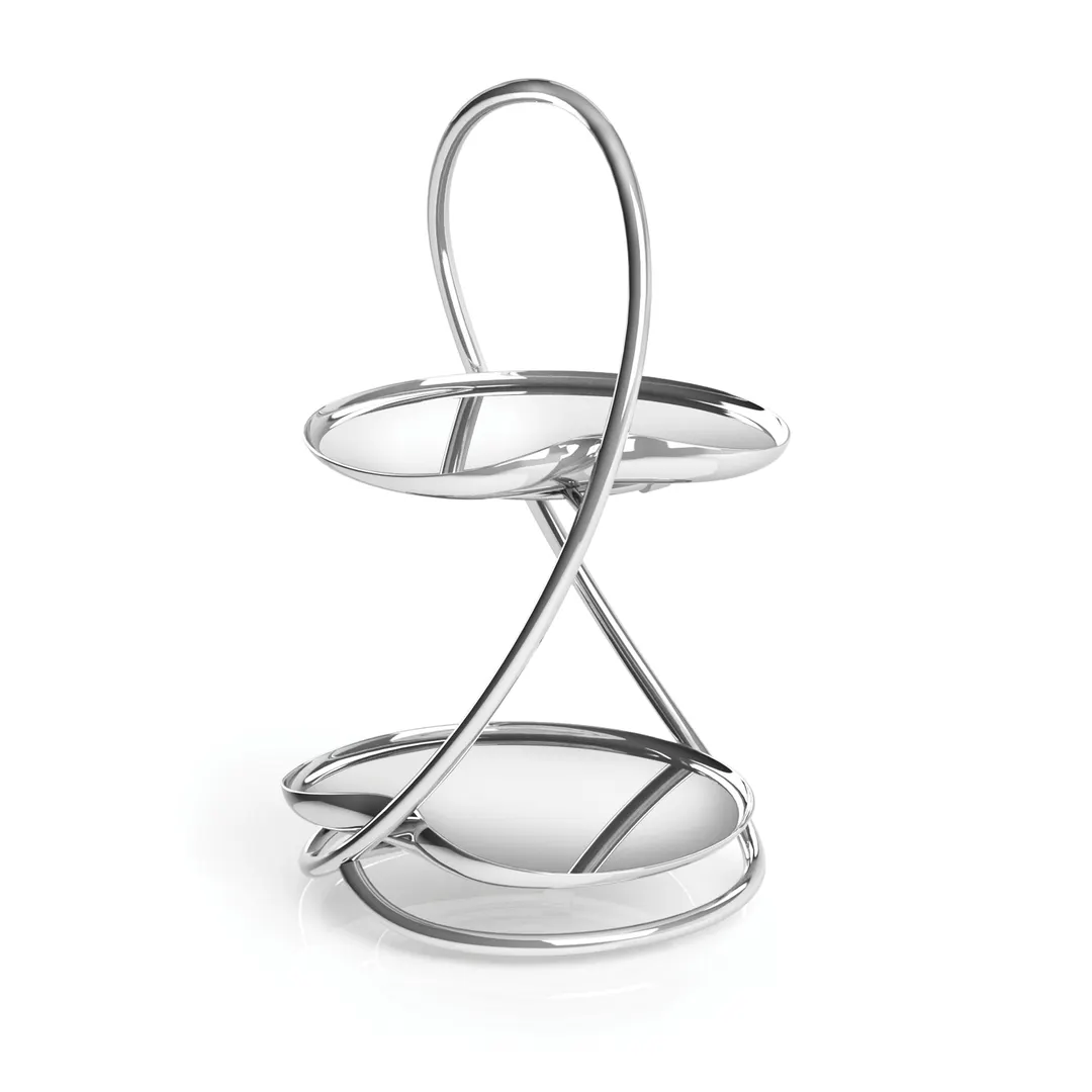 Steelite 5977RW106 Two‑Tier Stand, 5.0" x 5.0" x 8.5", 18/10 Steel, Silver, Drift Robert Welch