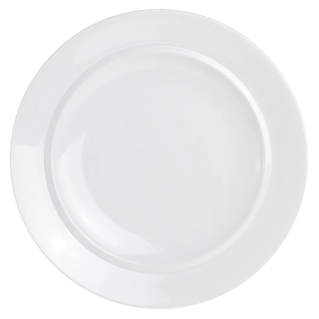 Steelite 61102ST0353 11" Round China Plate, Porcelain Wide Rim, Oven Safe to 500°F - 1 Dozen