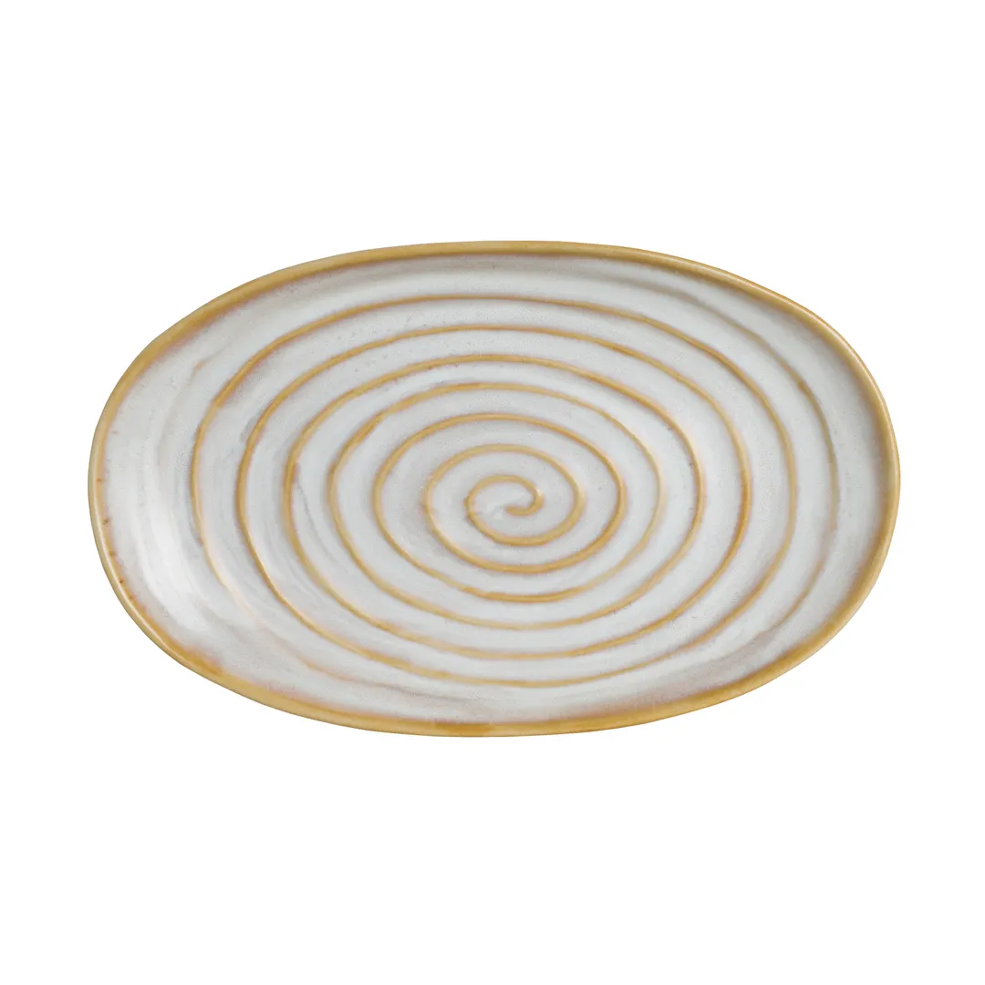 Steelite 6210FA005 Oval Porcelain Dinner Plate, 11" x 6.75" Azores Costa Folio Design - 1 Dozen
