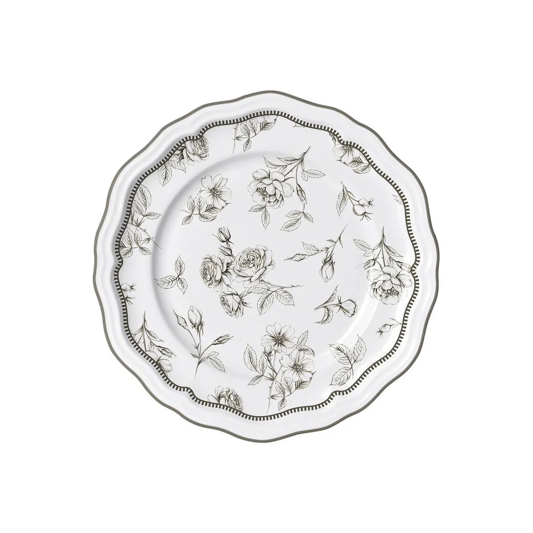 Steelite 62536FP812 - 9" Round Porcelain Plate, Adelina Marisa Slate Folio Scalloped, 1 Dozen