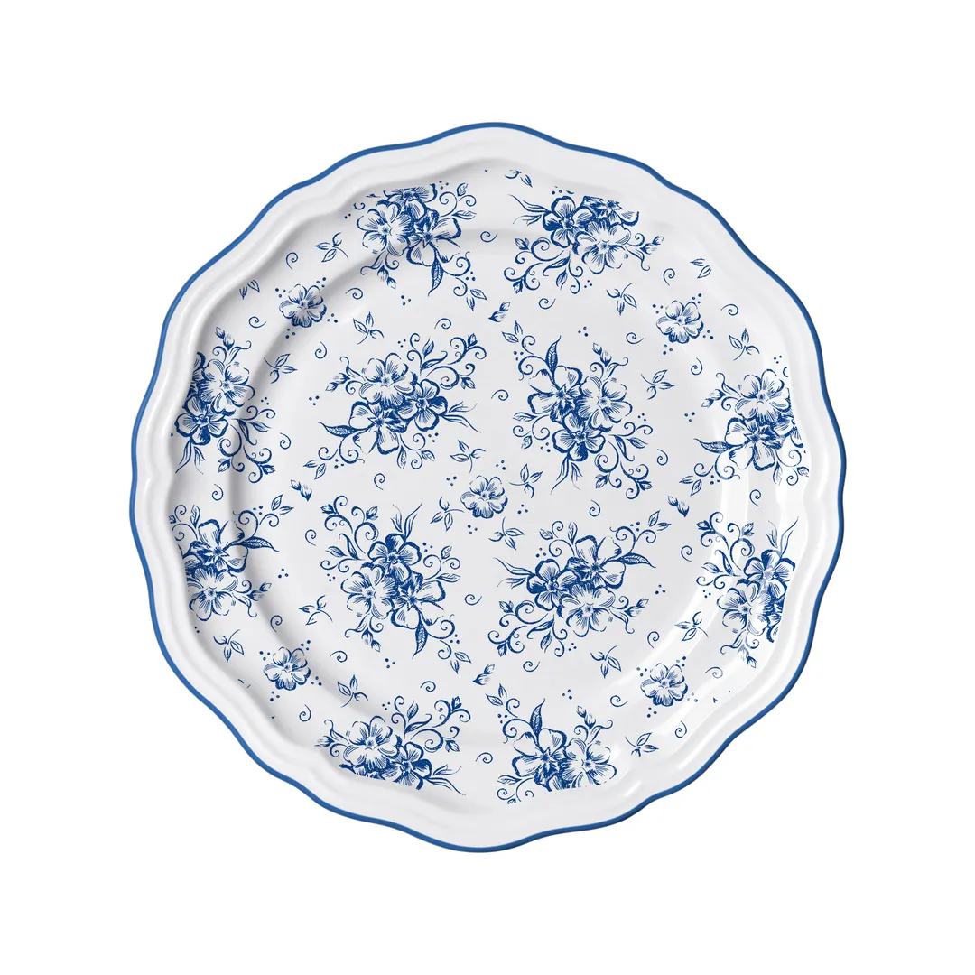 Steelite 62543FP811 - 10.25" Round Porcelain Plate, Adelina Liliana Blue Scalloped Edge - 1 Dozen