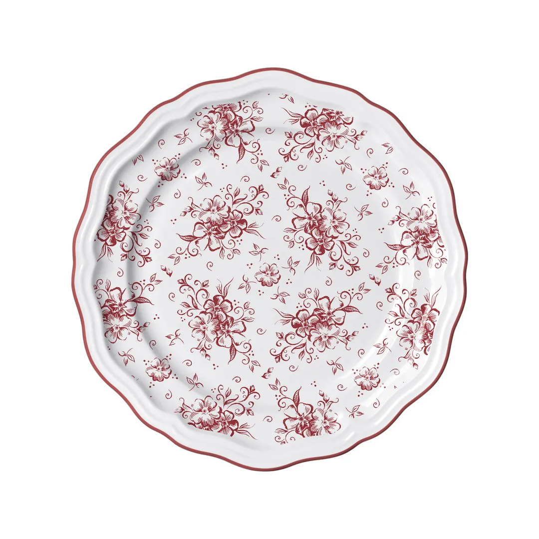 Steelite 62545FP811 - 10.25" Round Porcelain Plate in Liliana Maroon, Scalloped Edge - 1 Dozen