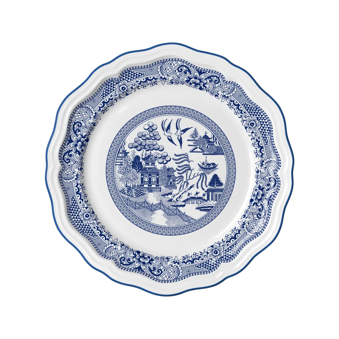 Steelite 62548FP811 Plate, 10.25" Round Porcelain in Willow Blue Folio, Scalloped Edge - 1 Dozen