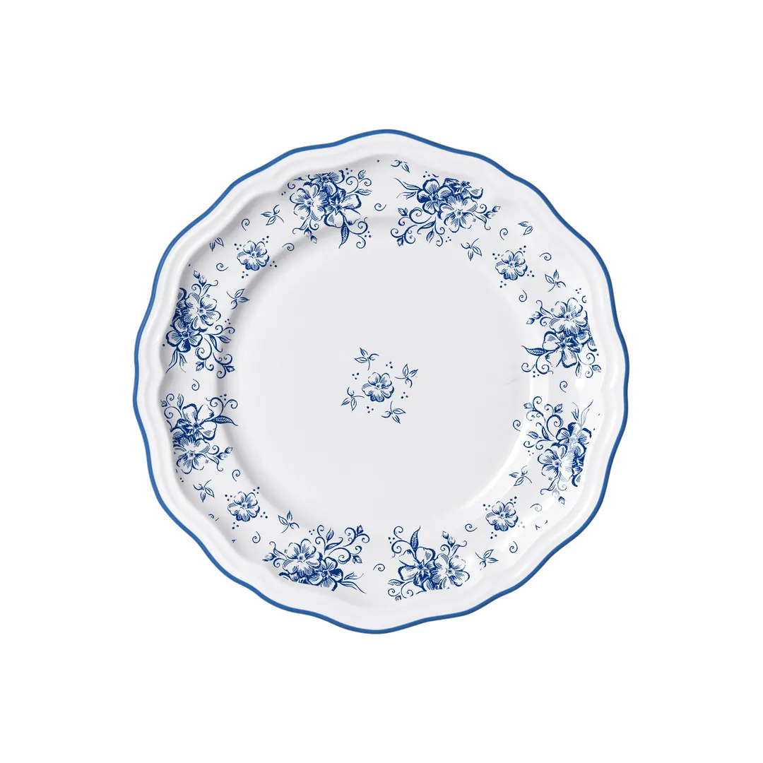 Steelite 62557FP812 - 9" Round Porcelain Plate, Camille Blue Scalloped Edge, Adelina Folio - 1 Dozen