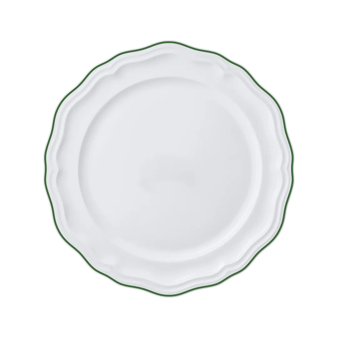 Steelite 62571FP812 - Green Line 9" Rim Plate, Round Scalloped Edge Porcelain Plate - 1 Dozen