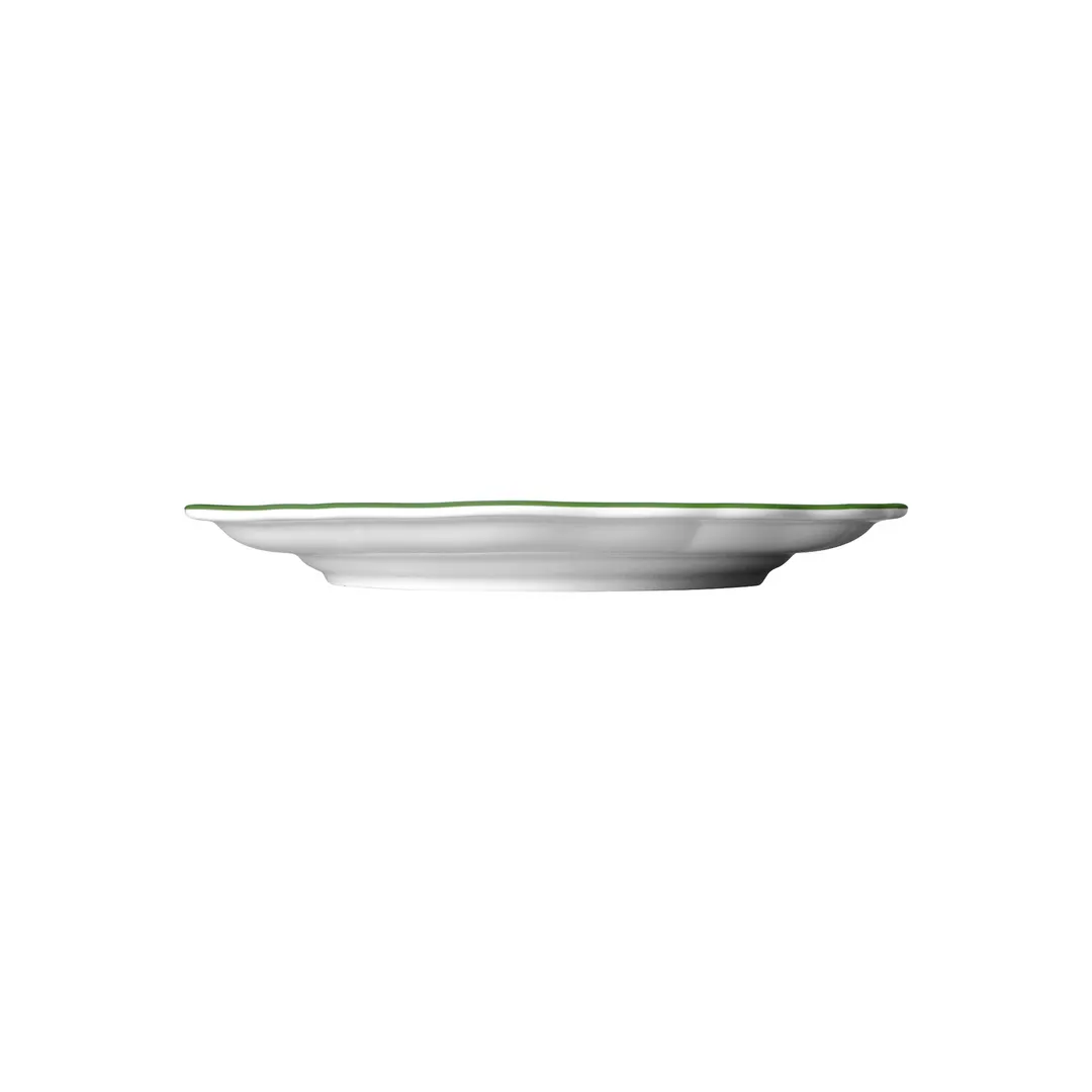 Steelite 62580FP812 - 9" Round Scalloped Edge Porcelain Plate in Double Line Green Folio, 1 Dozen