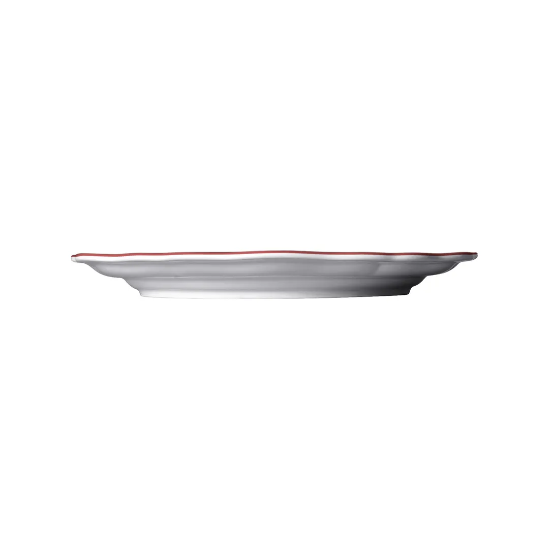 Steelite 62581FP811 - Plate, 10.25" Round Porcelain, Double Line Maroon Scalloped Edge - 1 Dozen