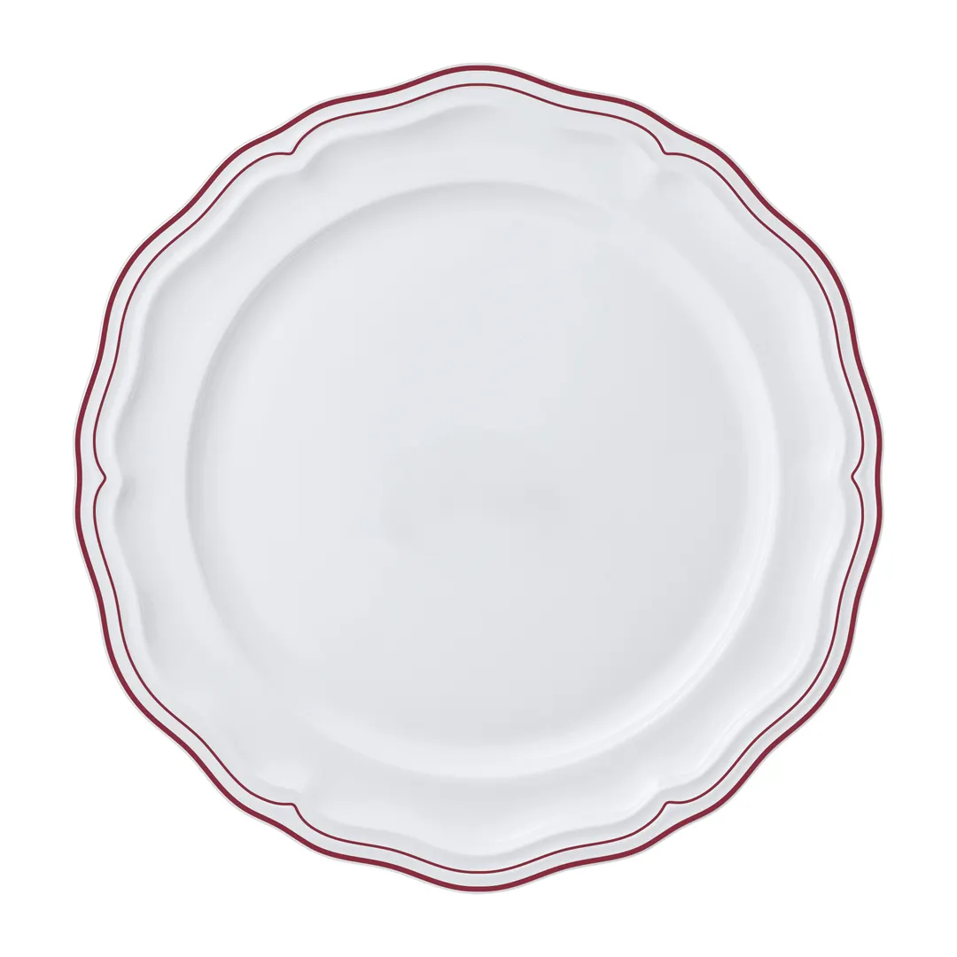 Steelite 62581FP811 - Plate, 10.25" Round Porcelain, Double Line Maroon Scalloped Edge - 1 Dozen