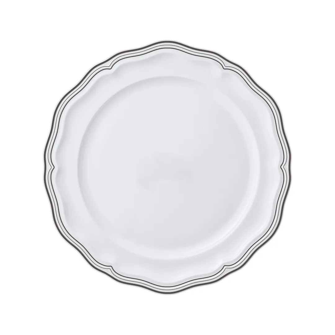 Steelite 62582FP812 - 9" Rim Plate, Adelina Triple Line Slate, Porcelain, Scalloped Edge - 1 Dozen