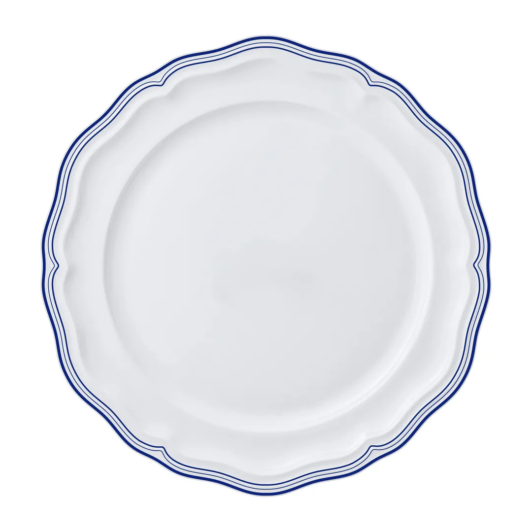 Steelite 62584FP811 Rim Plate, 10.25" Triple Line Blue Adelina Round Porcelain Scalloped - 1 Dozen