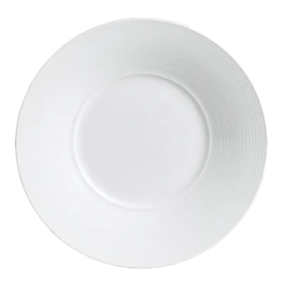 Steelite 6300P016 - Round Aura Porcelain Plate, 9.5" Broad Rim, Oven Safe to 465°F/239°C - 24/Case