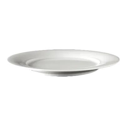Steelite 6321P1302 Flat 10" Round Porcelain Dinner Plate with Wide Rim, Oven Safe to 465°F - 24/Case