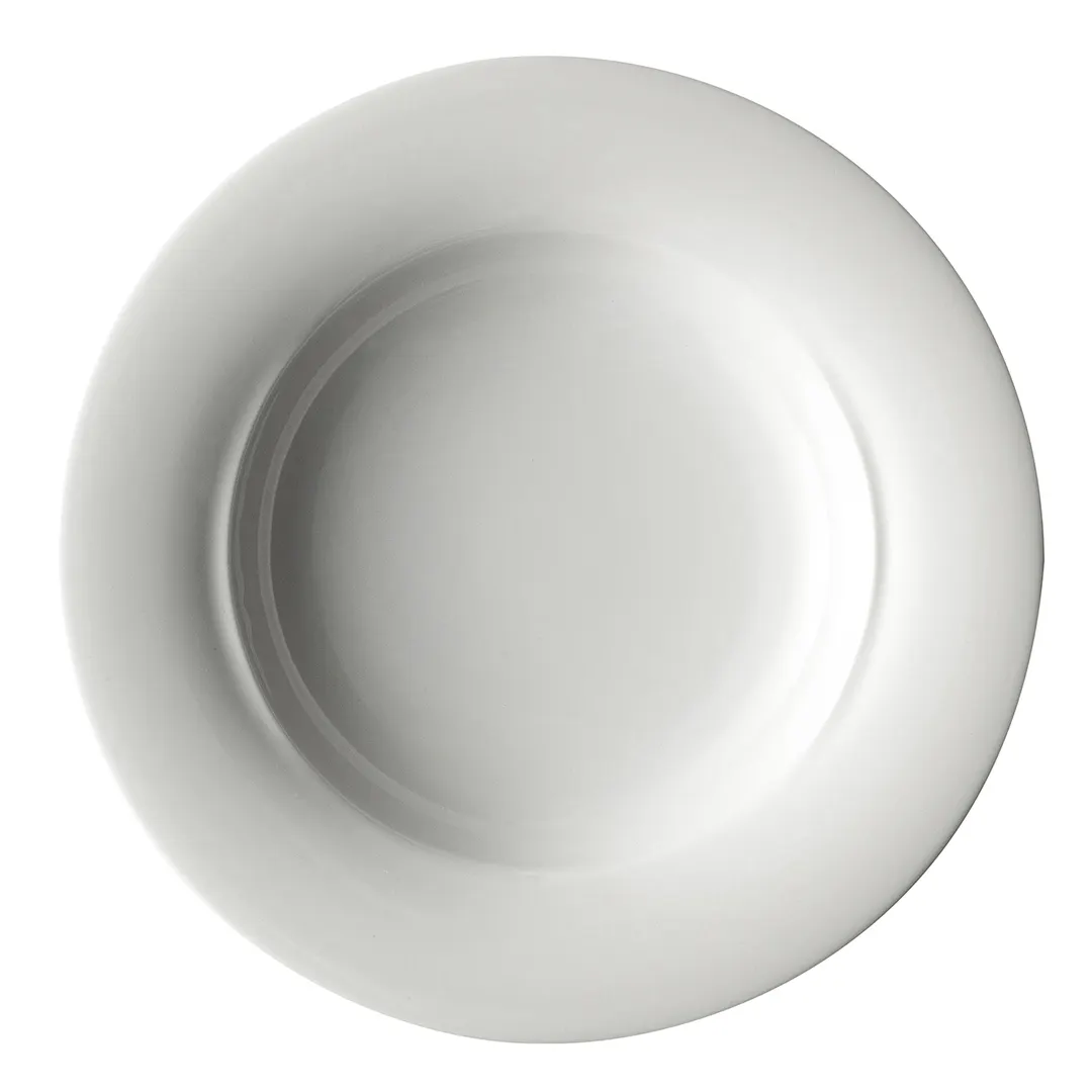 Steelite 6321P1305 - Deep 8" Round Porcelain Plate, 13.75 oz, Wide Rim, Oven Safe to 465°F - 1 Dozen