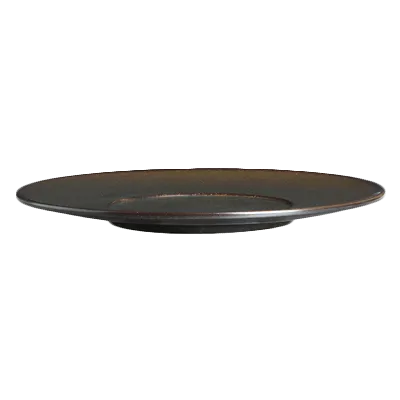 Steelite 6413MY002 - 9.5" Slate Round Porcelain Rimmed Plate with Wide Rim, Sold Per 6/Case