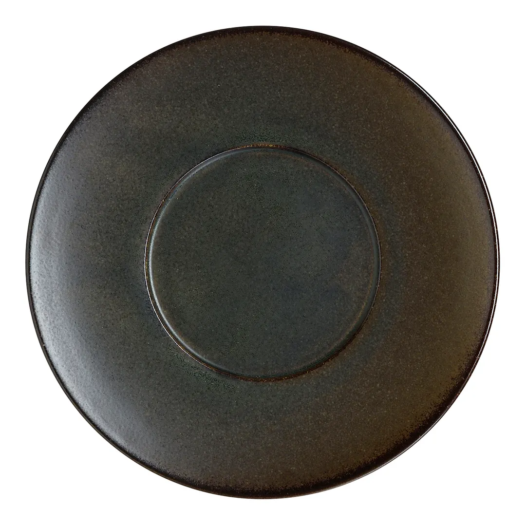 Steelite 6413MY002 - 9.5" Slate Round Porcelain Rimmed Plate with Wide Rim, Sold Per 6/Case
