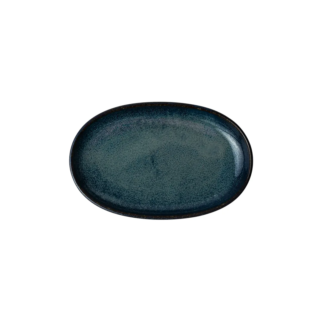 Steelite 6414MY035 Wabi Sabi Indigo Oval Porcelain Plate, 7.0" x 4.25" x 1.0" - 1 Dozen