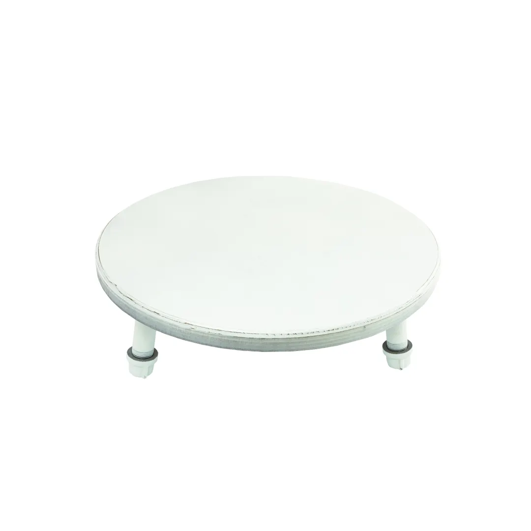 Steelite 6525T211 - Round White Wood Display Stand, 14" x 8" Height, Tier, Hand Wash Only - 1/Case