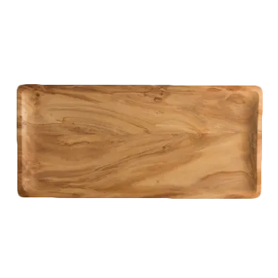 Steelite 6525TW304 - Rectangular Wooden Plate, 13.75" x 6.5", Hand Wash Only, No Handle - 6/Case