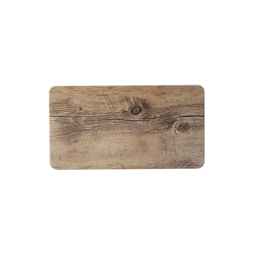 Steelite 68A351EL594 Plastic Platter Rectangular 12-3/4" x 7" Melamine Driftwood Brown - 1 Dozen