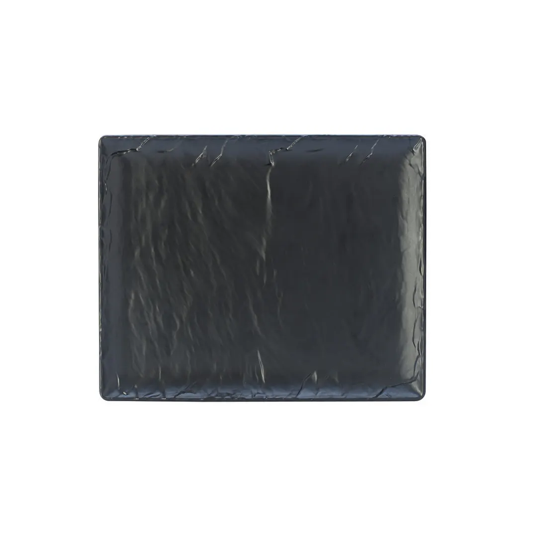 Steelite 68A415EL593 - Rectangular Melamine Platter, 12-3/4" x 10-1/2", Black Slate Finish, 1 Dozen