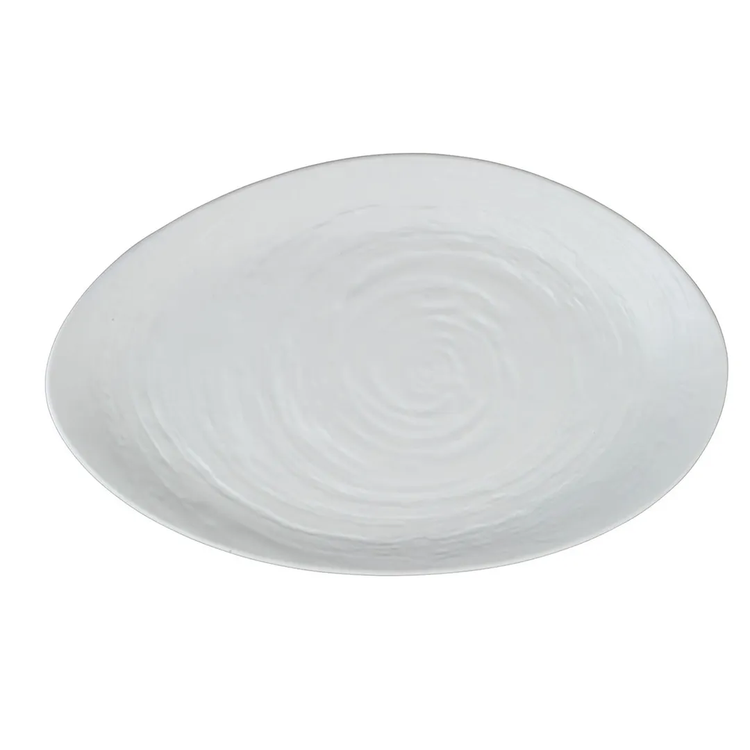 Steelite 68A451EL703 Oval Melamine Platter, 15-3/4" x 9-1/2" White, 15" Size, Scape White Finish