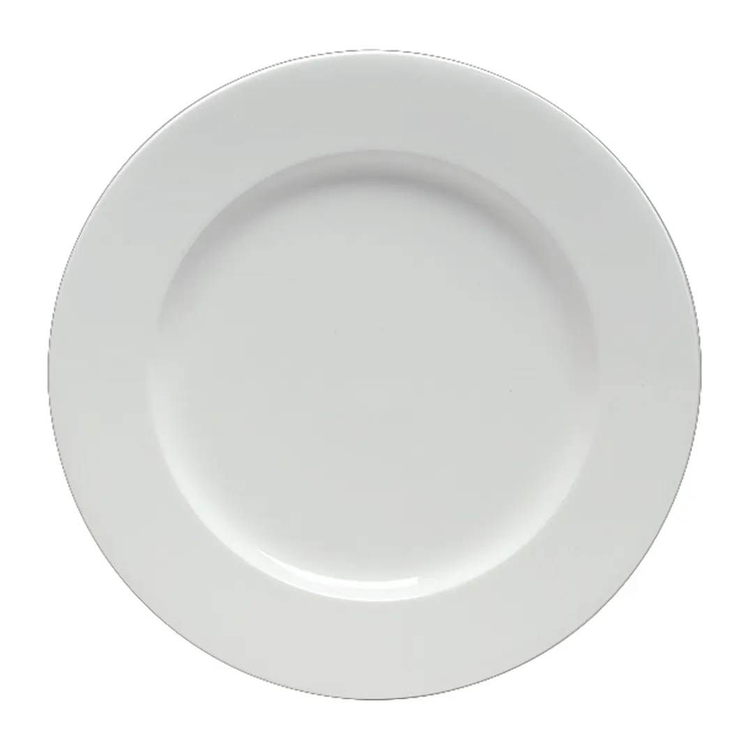 Steelite 6940E674 - 11" Round White Porcelain Plate, Rim, Microwave/Dishwasher Safe - 1 Dozen