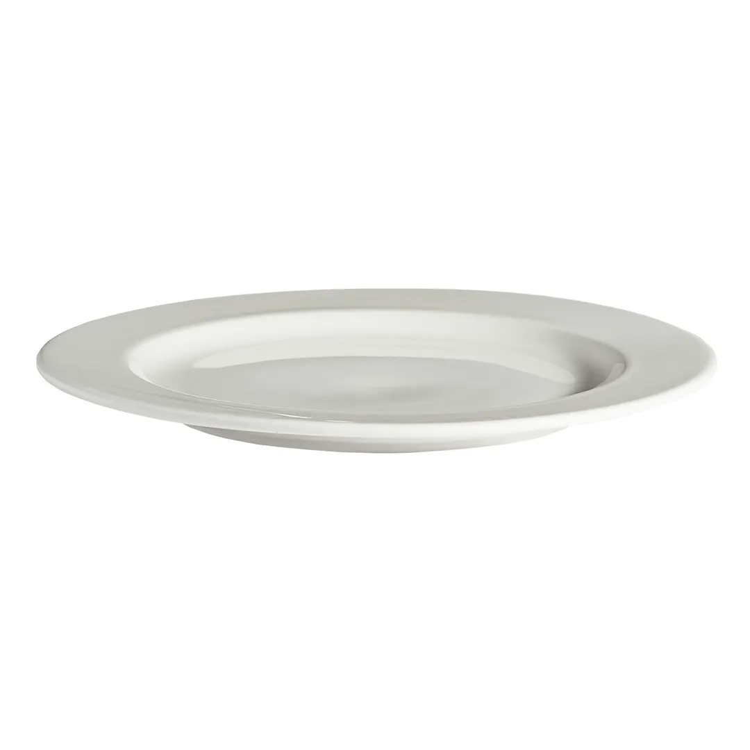 Steelite 6940E676 - 8.5" White Round Porcelain Plate, Rim, Microwave/Dishwasher Safe - 1 Dozen