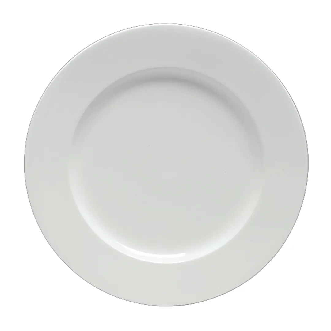 Steelite 6940E676 - 8.5" White Round Porcelain Plate, Rim, Microwave/Dishwasher Safe - 1 Dozen