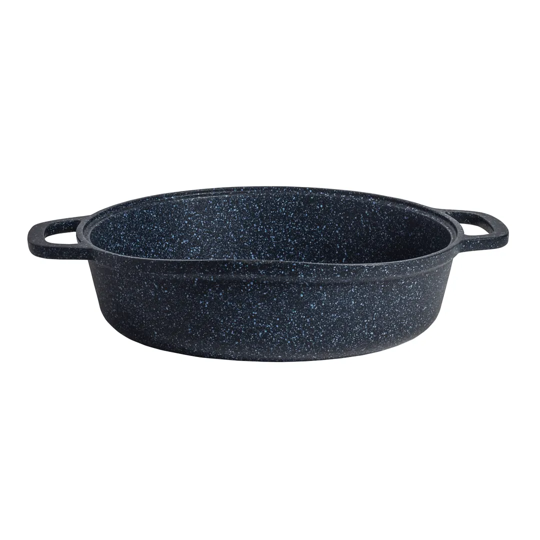 Steelite 6978QU004B Induction‑Ready 1‑Qt Casserole, 14" x 3" (32‑95 oz), Blue Granite Cast Aluminum