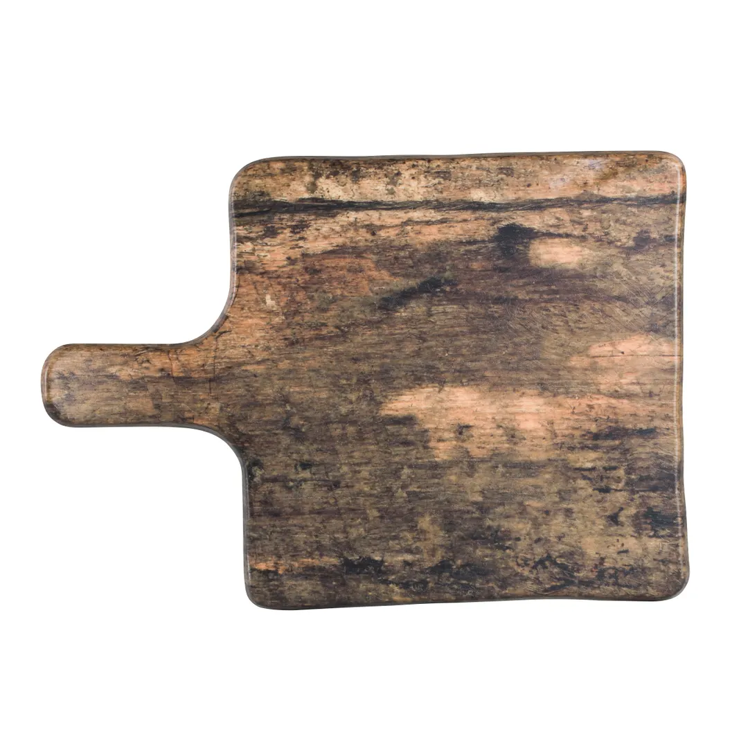 Steelite 7044DD094 Serving Board Square 14" x 10" Wood/Delfin Wood-Melamine Handle 10-13" - 1 Dozen