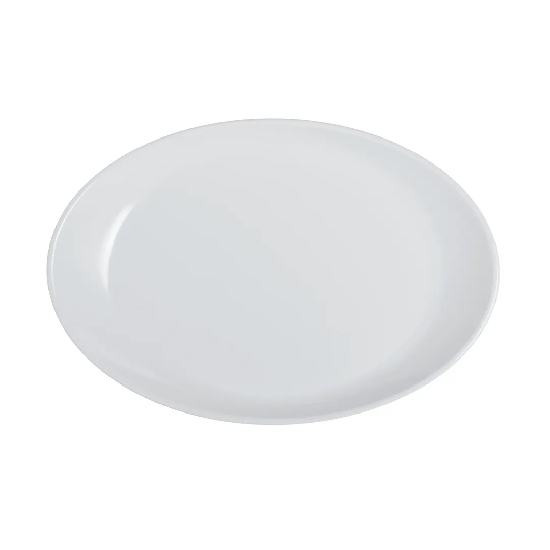 Steelite 7075MM319 Oval Winged Platter, 10.875" x 7.5" x 1.375" White Melamine, Oval Shape - 1 Dozen
