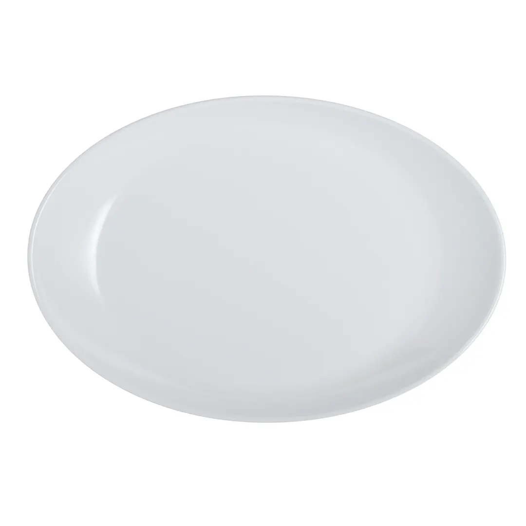 Steelite 7075MM320 Oval Winged Coupe Platter, 13.375" x 9.25" x 1.5", White Melamine, 1 Dozen