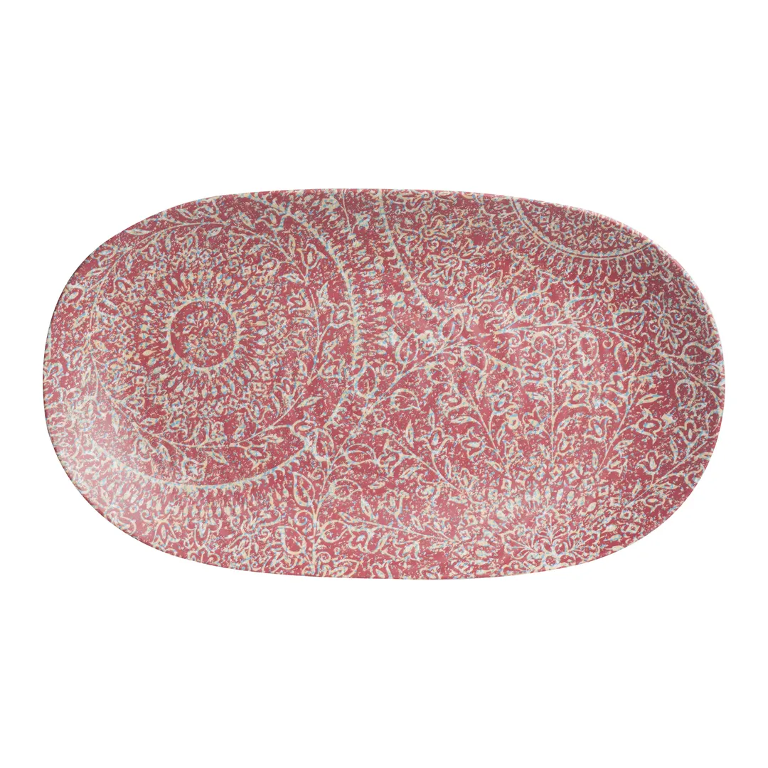 Steelite 7123TM076 - 14" x 8" Oval Melamine Platter, Rubine Design, Solano - 1 Dozen