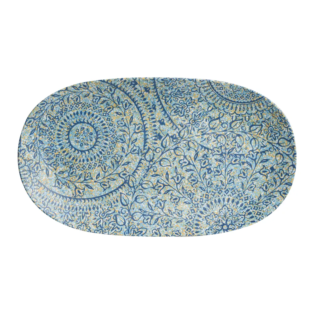 Steelite 7124TM076 Oval Melamine Platter, 14" x 8" Azure Creations Design - 1 Dozen