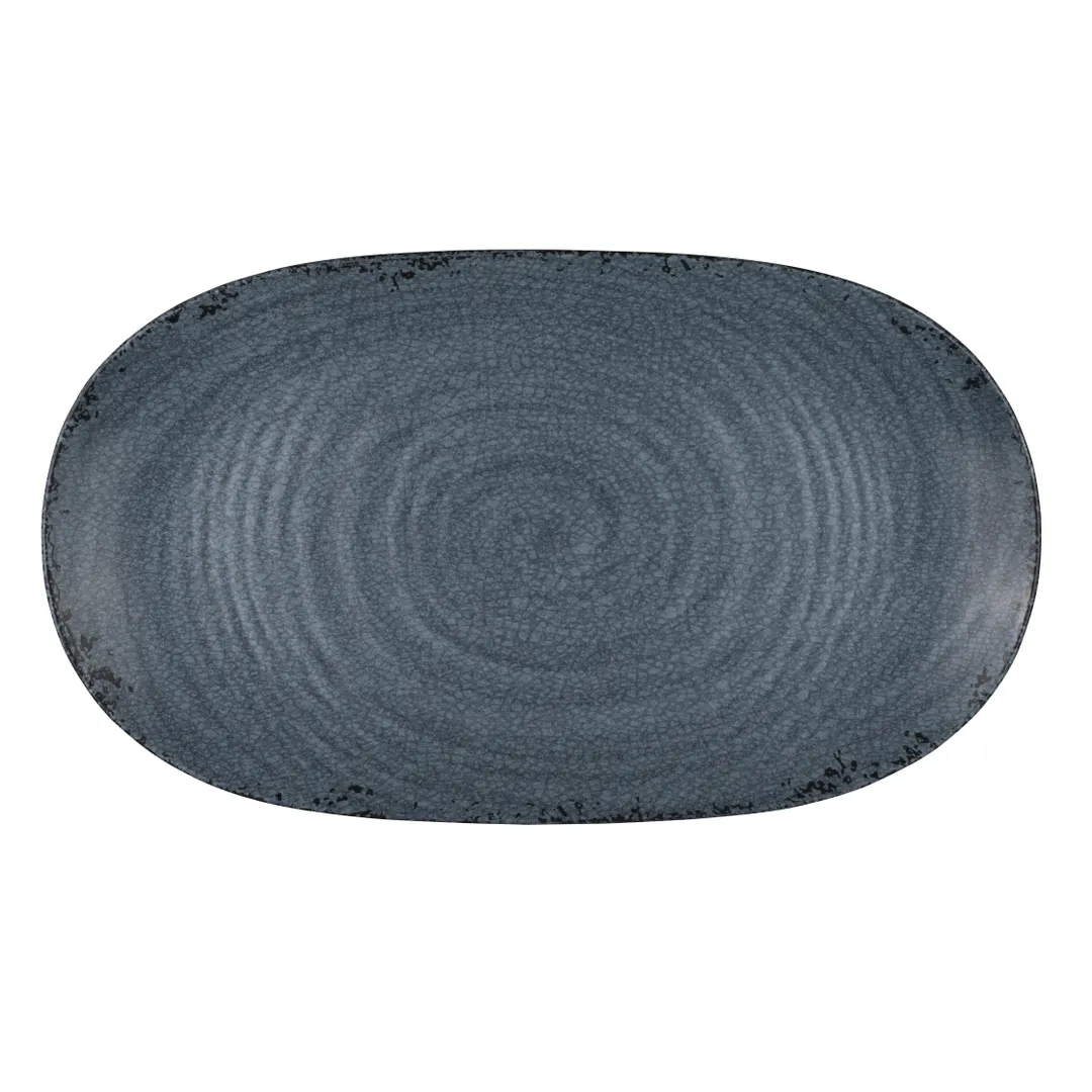 Steelite 7184TM076 - 14" x 8" Oval Melamine Serving Platter, Pompeii Slate Creations - 1 Dozen