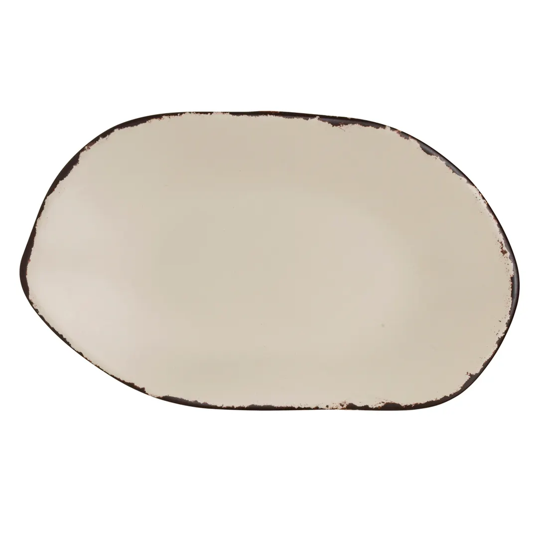 Steelite 7202DD020 Oval Melamine Platter, 12" x 7.125", Beige Marisol Rustic Finish - 1 Dozen
