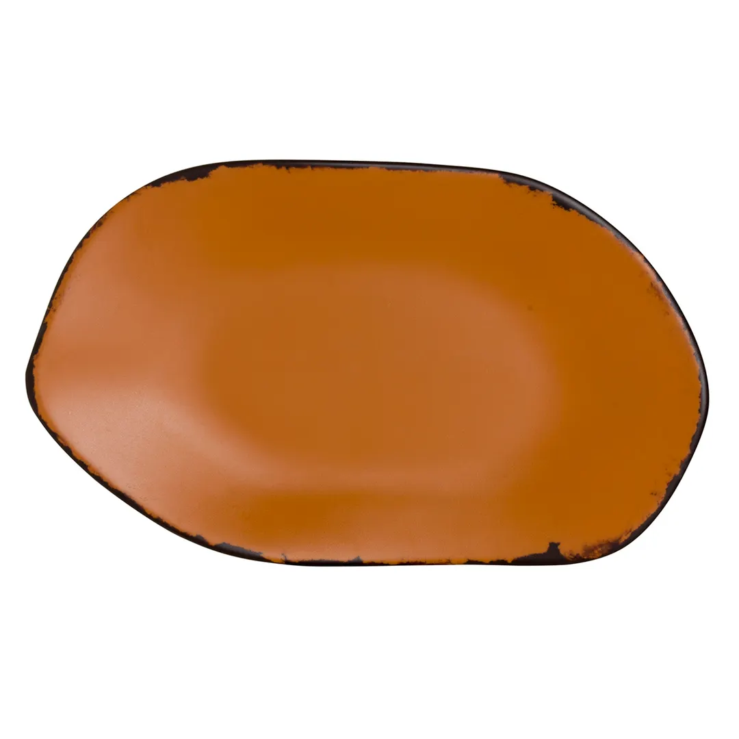 Steelite 7217DD020 - 12" Oval Plastic Serving Platter, Melamine, Orange Finish, 1 Dozen