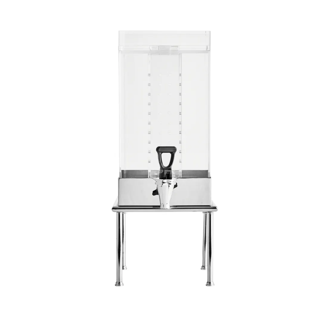 Steelite 7345MW305 Square Infuser Juicer, 8‑Quart Clear Plastic, 10.5" x 8.5" x 20.375" Wood Base
