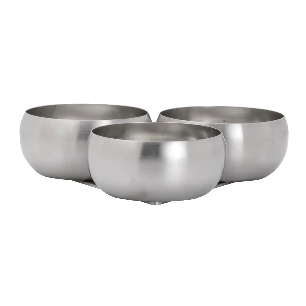 Steelite 7600CV034 - Round Stainless Steel Bowl, 7" Diameter x 1.875" Height, 6 oz 0.75 Qt - 1 Dozen
