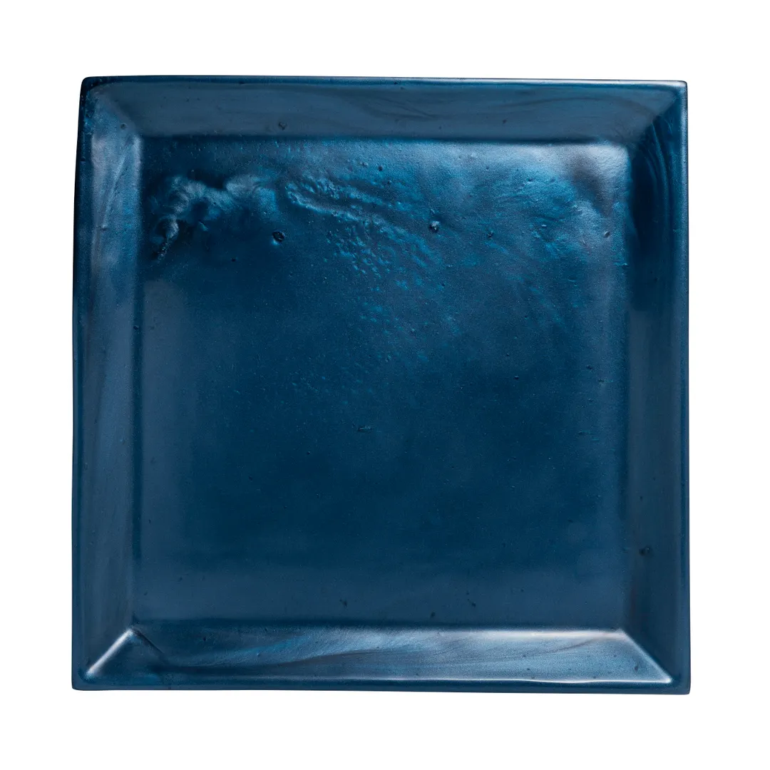 Steelite 7770ER216 Square Plastic Platter, 17.0" x 17.0" x 1.625", Navy Folio Resin, Jaxson Design