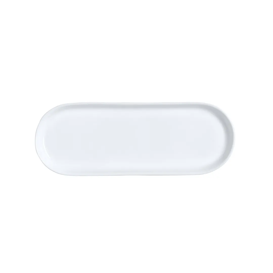 Steelite 82000AND0607 Bone China Tray, White, 10" x 3.25" x 0.875", William Edwards - 1 Dozen
