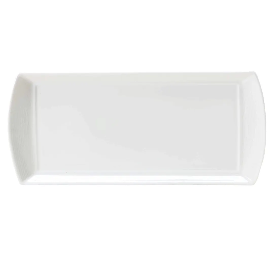 Steelite 82102AND0136 Signature Spiro Rectangle Tray, 13.375" x 6.0" x 0.75", Bone China - 1 Dozen