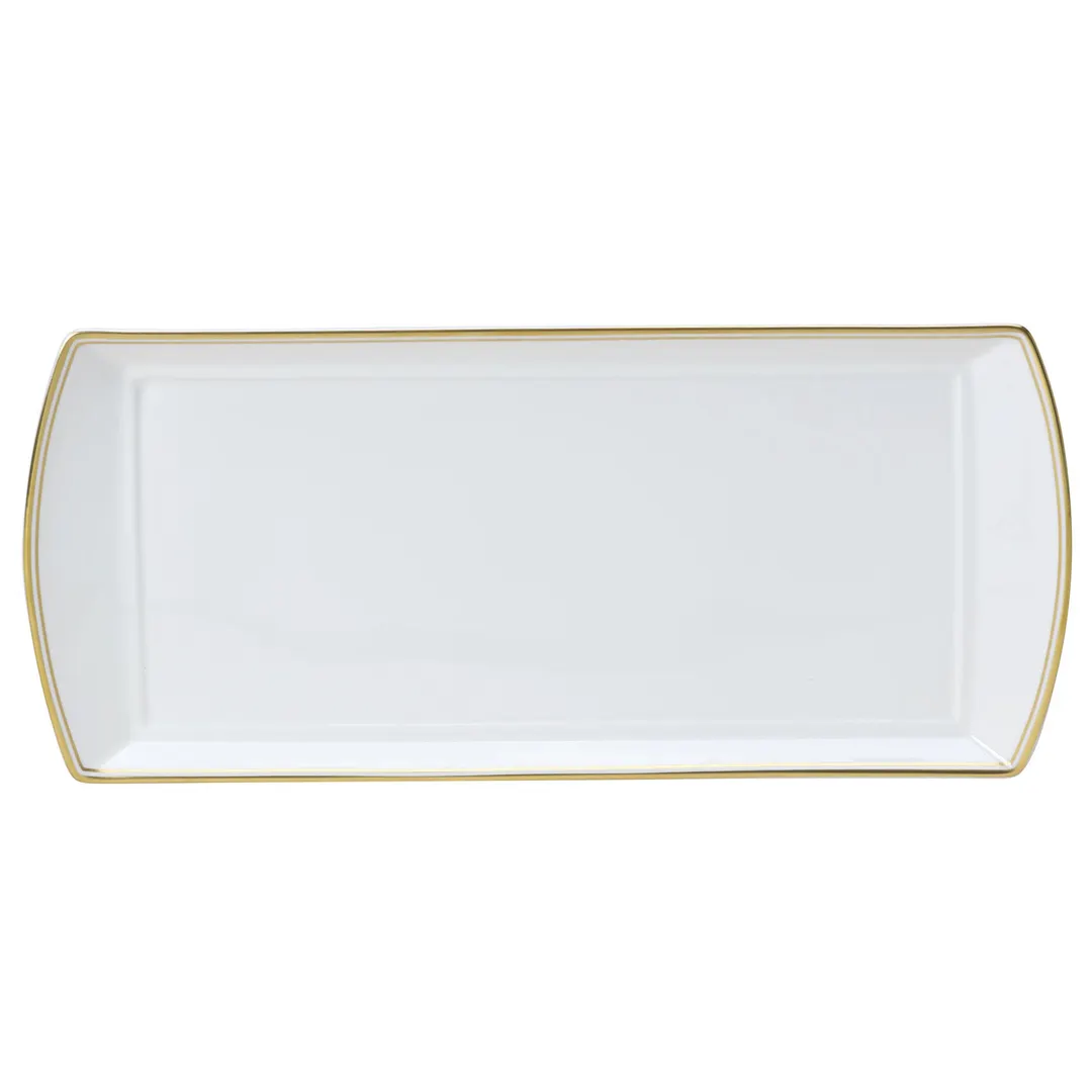Steelite 82107AND0136 - Burnished Gold Bone China Rectangle Tray, 13.375" x 6" x 0.75", 1 Dozen