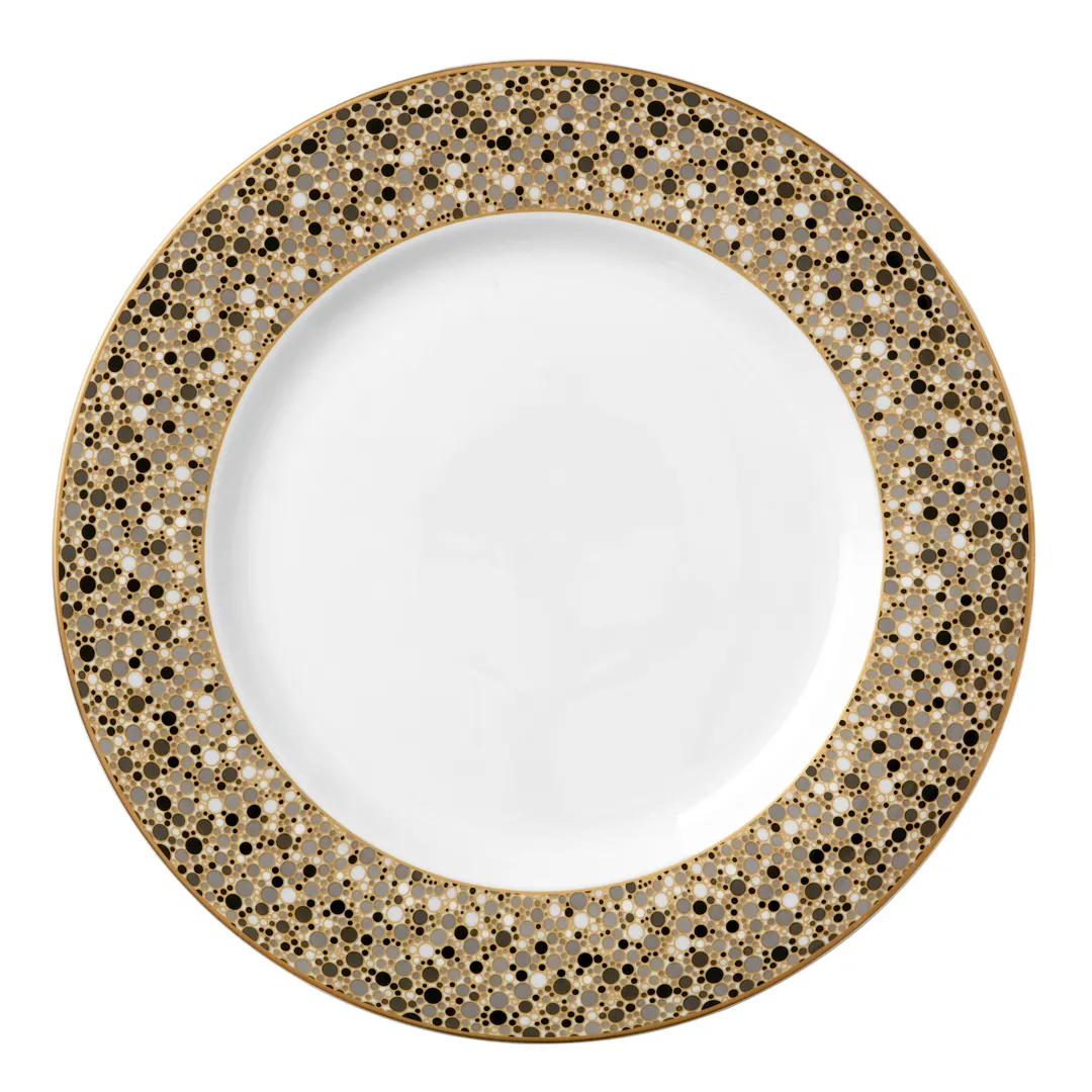 Steelite 82120AND0101 Round Bone China Plate, 11.75" Diameter, Fizz Black Grey Flat Edge - 1 Dozen