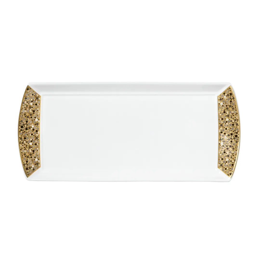 Steelite 82120AND0136 - Rectangular Bone China Tray 13.375" x 6" x 0.75" Fizz Black Grey - 1 Dozen